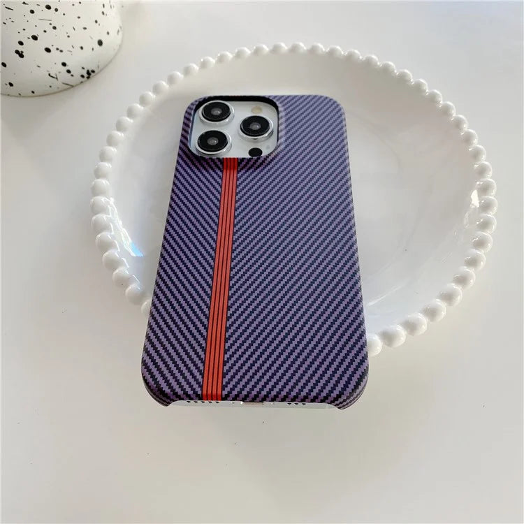 For iPhone 14 Pro Max Phone Case Carbon Fiber Texture Microfiber Lining + PC Incomplete Back Cover