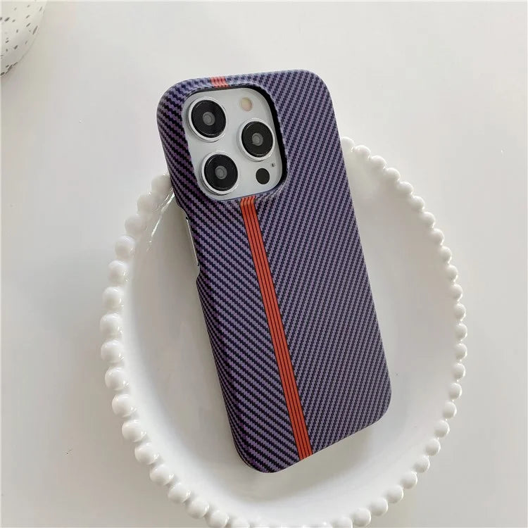 For iPhone 14 Pro Max Phone Case Carbon Fiber Texture Microfiber Lining + PC Incomplete Back Cover