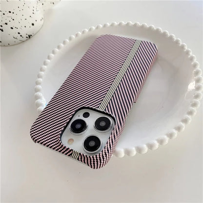For iPhone 14 Pro Max Phone Case Carbon Fiber Texture Microfiber Lining + PC Incomplete Back Cover