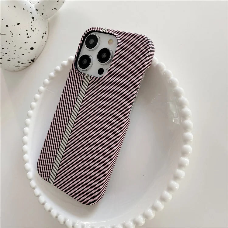 For iPhone 14 Pro Max Phone Case Carbon Fiber Texture Microfiber Lining + PC Incomplete Back Cover