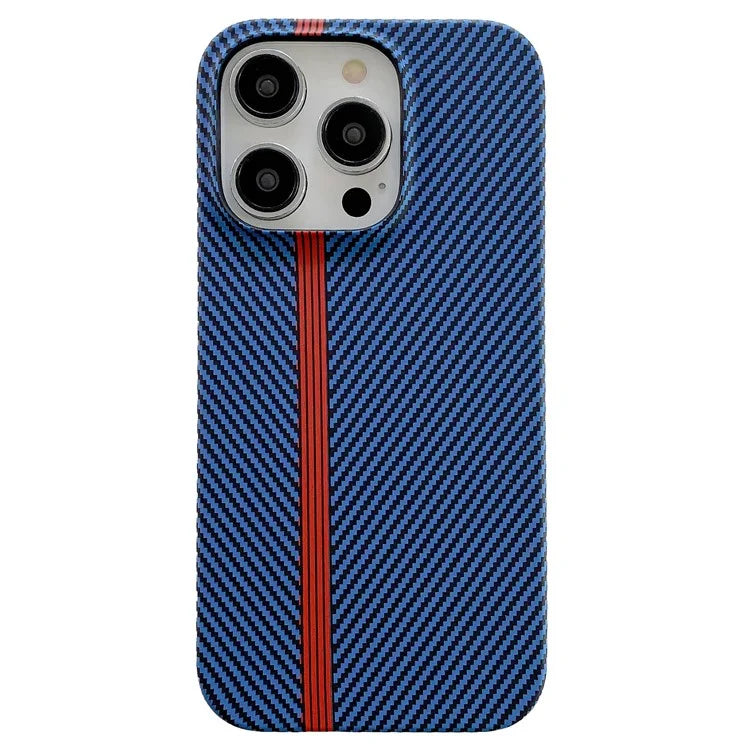 For iPhone 14 Pro Max Phone Case Carbon Fiber Texture Microfiber Lining + PC Incomplete Back Cover