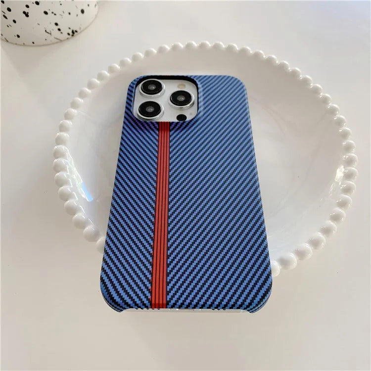 For iPhone 14 Pro Max Phone Case Carbon Fiber Texture Microfiber Lining + PC Incomplete Back Cover