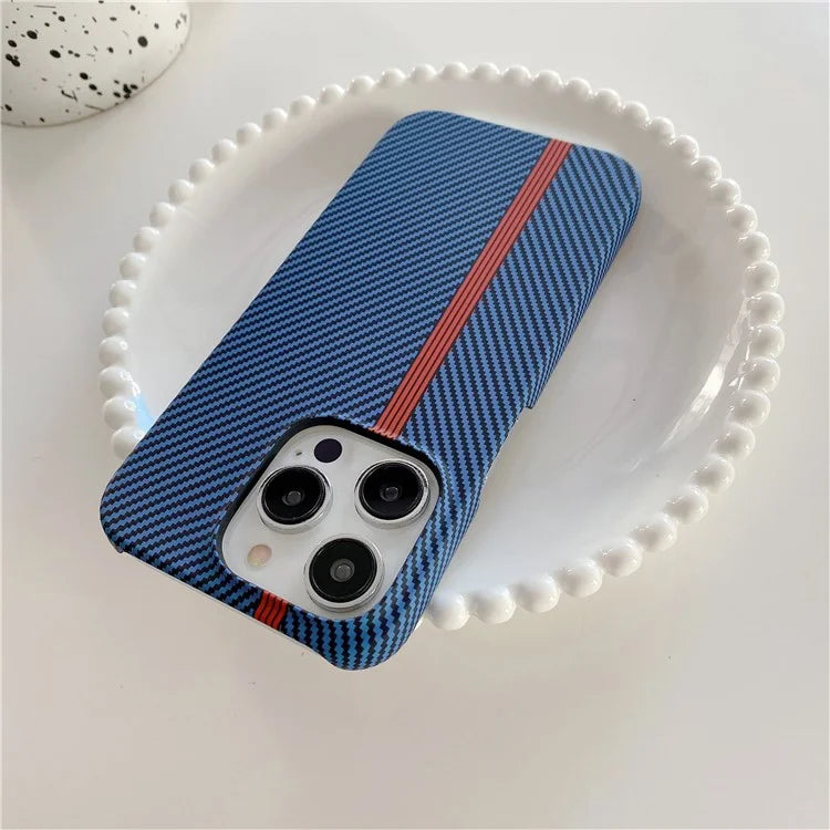 For iPhone 14 Pro Max Phone Case Carbon Fiber Texture Microfiber Lining + PC Incomplete Back Cover