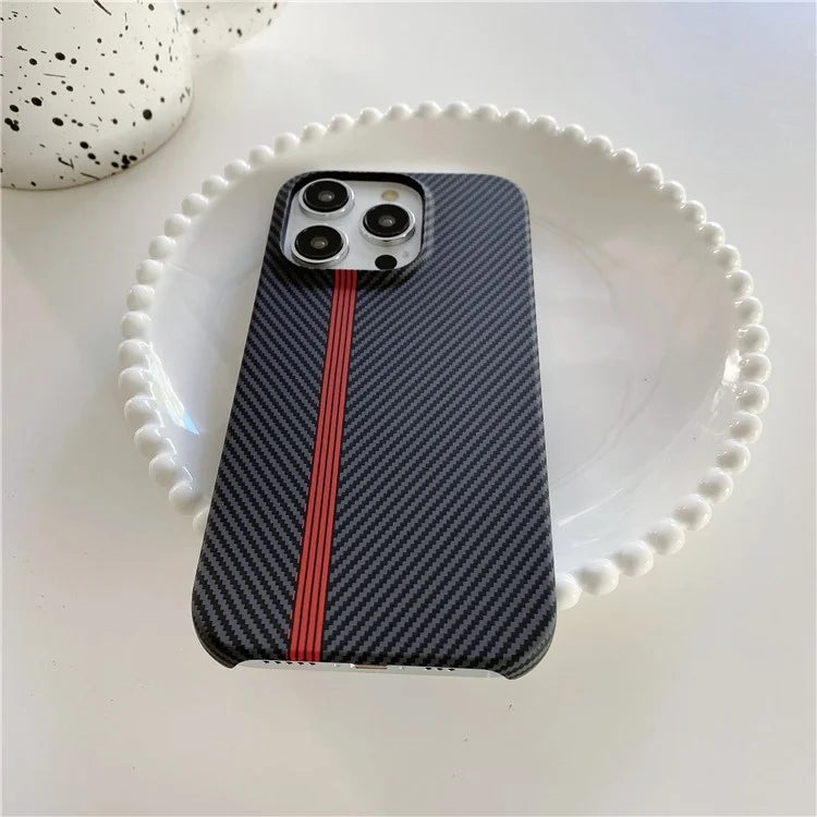 For iPhone 14 Pro Incomplete Phone Case Carbon Fiber Texture Microfiber Lining + PC Back Cover