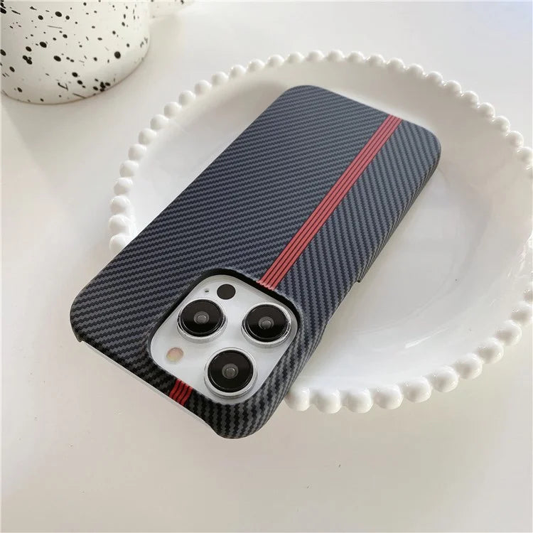For iPhone 14 Pro Incomplete Phone Case Carbon Fiber Texture Microfiber Lining + PC Back Cover