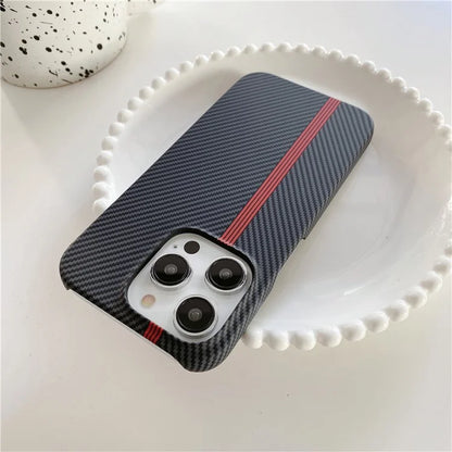For iPhone 14 Pro Incomplete Phone Case Carbon Fiber Texture Microfiber Lining + PC Back Cover