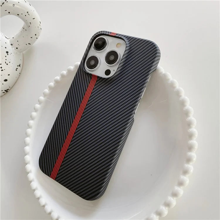 For iPhone 14 Pro Incomplete Phone Case Carbon Fiber Texture Microfiber Lining + PC Back Cover