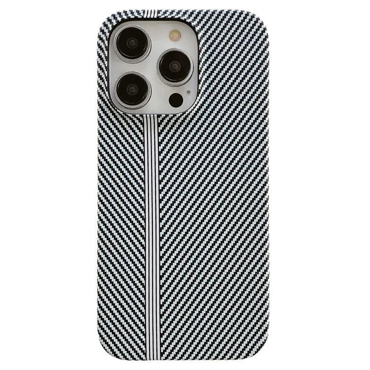 For iPhone 14 Pro Incomplete Phone Case Carbon Fiber Texture Microfiber Lining + PC Back Cover