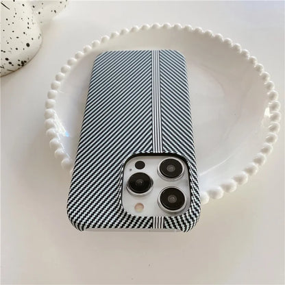 For iPhone 14 Pro Incomplete Phone Case Carbon Fiber Texture Microfiber Lining + PC Back Cover
