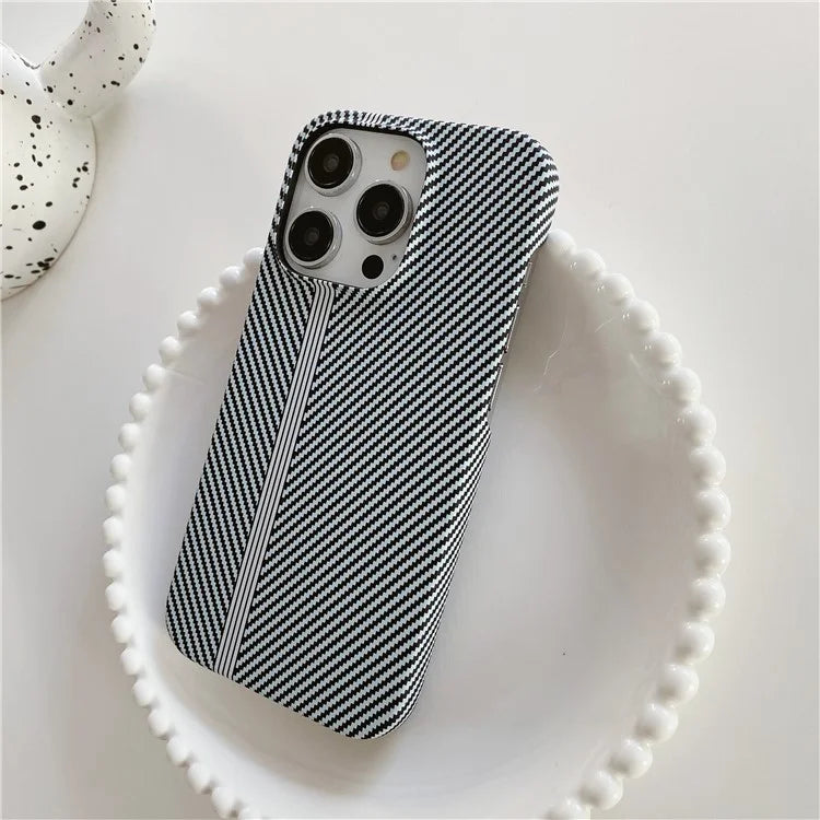 For iPhone 14 Pro Incomplete Phone Case Carbon Fiber Texture Microfiber Lining + PC Back Cover