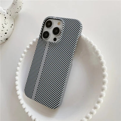 For iPhone 14 Pro Incomplete Phone Case Carbon Fiber Texture Microfiber Lining + PC Back Cover