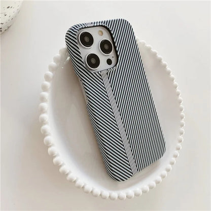 For iPhone 14 Pro Incomplete Phone Case Carbon Fiber Texture Microfiber Lining + PC Back Cover