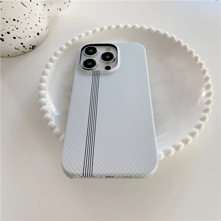 For iPhone 14 Pro Incomplete Phone Case Carbon Fiber Texture Microfiber Lining + PC Back Cover
