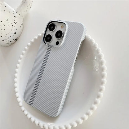 For iPhone 14 Pro Incomplete Phone Case Carbon Fiber Texture Microfiber Lining + PC Back Cover