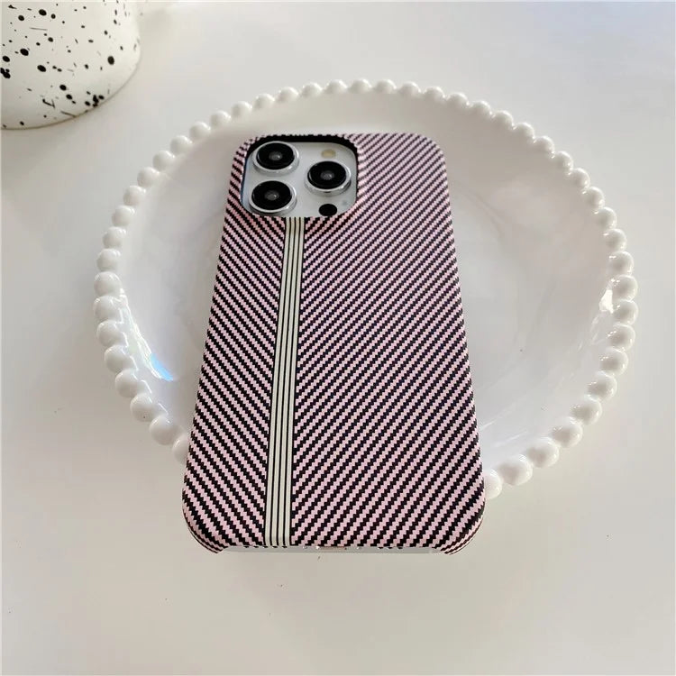 For iPhone 14 Pro Incomplete Phone Case Carbon Fiber Texture Microfiber Lining + PC Back Cover