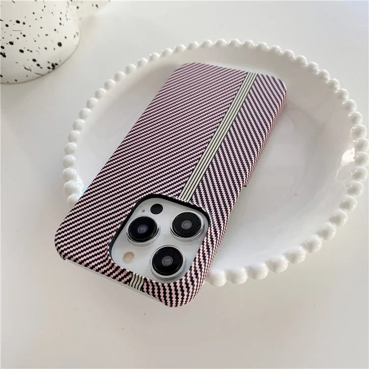 For iPhone 14 Pro Incomplete Phone Case Carbon Fiber Texture Microfiber Lining + PC Back Cover