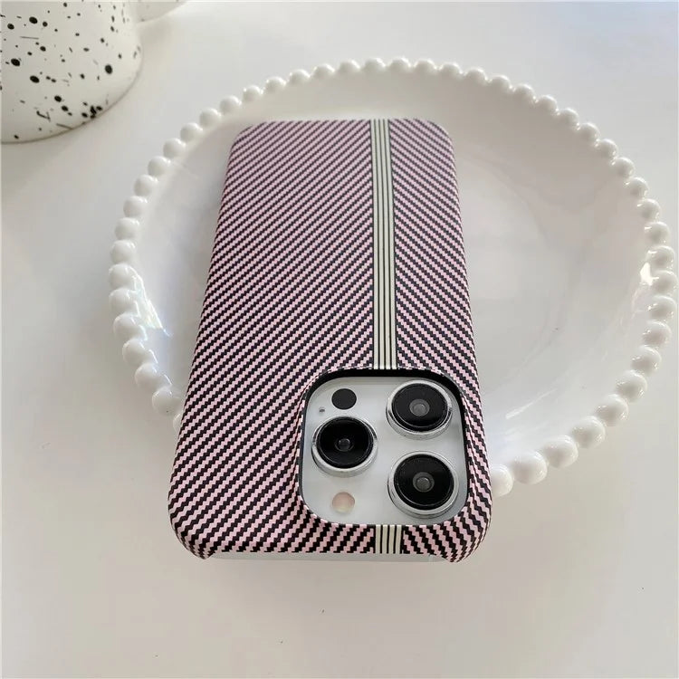 For iPhone 14 Pro Incomplete Phone Case Carbon Fiber Texture Microfiber Lining + PC Back Cover