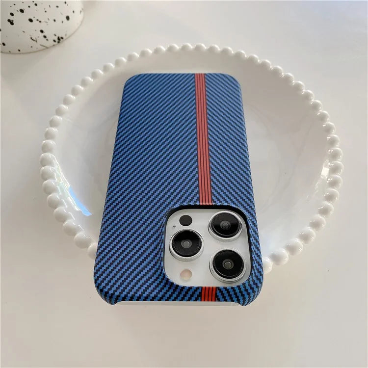 For iPhone 14 Pro Incomplete Phone Case Carbon Fiber Texture Microfiber Lining + PC Back Cover
