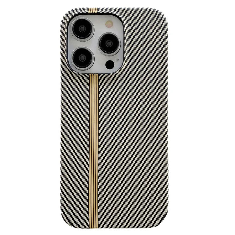 For iPhone 14 Pro Incomplete Phone Case Carbon Fiber Texture Microfiber Lining + PC Back Cover