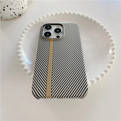 For iPhone 14 Pro Incomplete Phone Case Carbon Fiber Texture Microfiber Lining + PC Back Cover