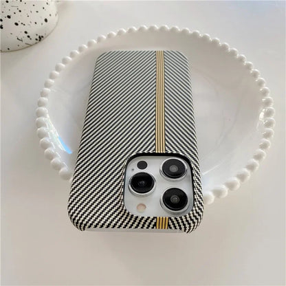 For iPhone 14 Pro Incomplete Phone Case Carbon Fiber Texture Microfiber Lining + PC Back Cover
