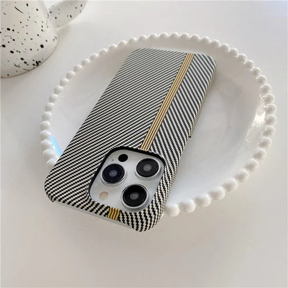 For iPhone 14 Pro Incomplete Phone Case Carbon Fiber Texture Microfiber Lining + PC Back Cover