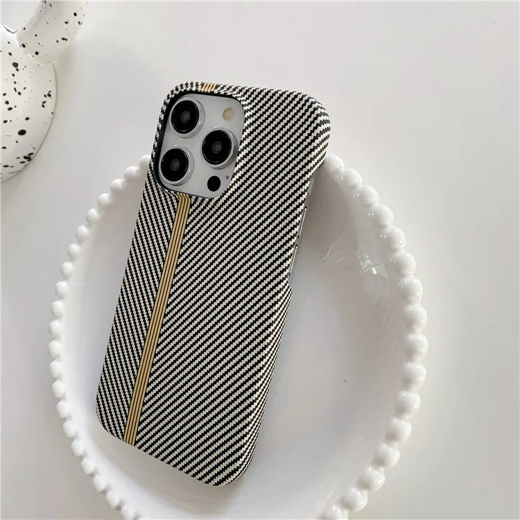 For iPhone 14 Pro Incomplete Phone Case Carbon Fiber Texture Microfiber Lining + PC Back Cover