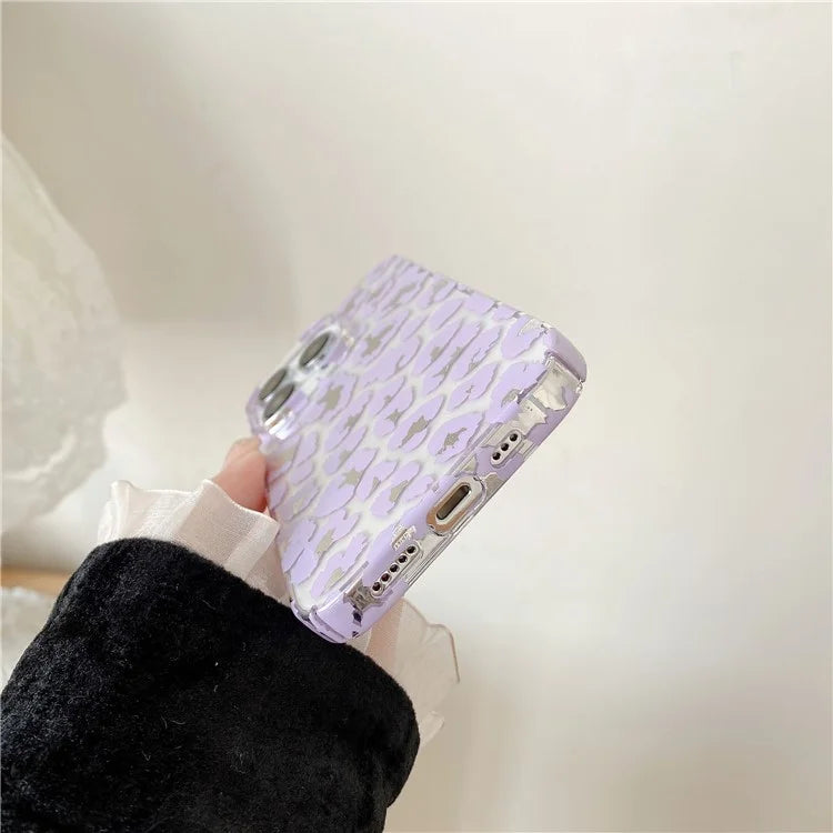 For iPhone 14 Pro Case Hard PC Water Transfer Printing Phone Protective Cover Leopard Pattern Design