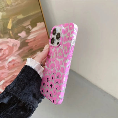 For iPhone 14 Pro Case Hard PC Water Transfer Printing Phone Protective Cover Leopard Pattern Design