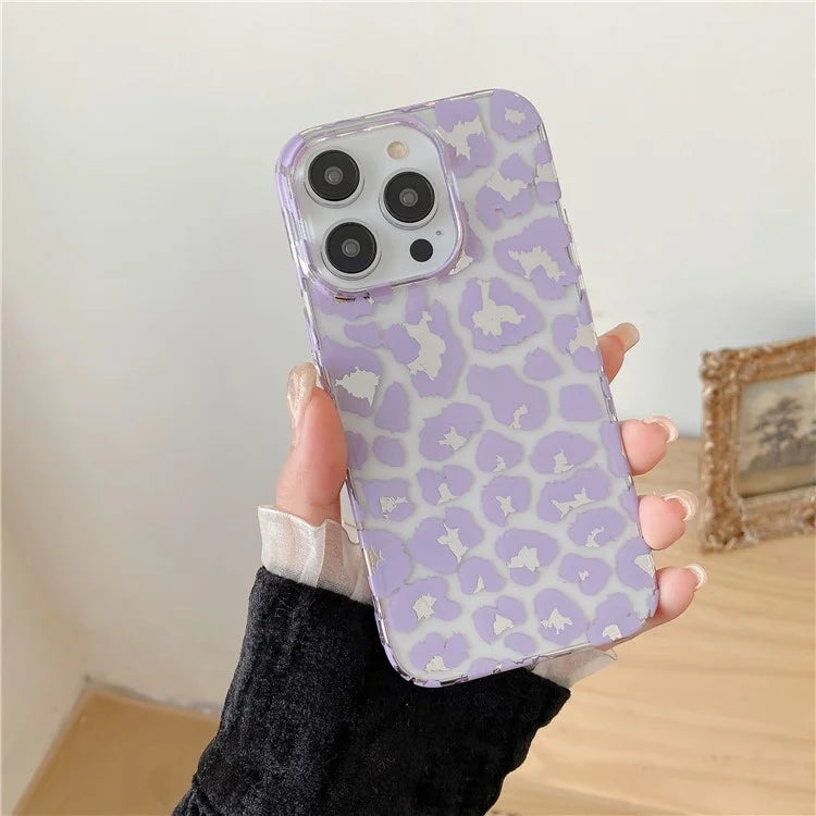 For iPhone 14 Pro Max Case Leopard Pattern Hard PC Water Transfer Printing Cell Phone Cover