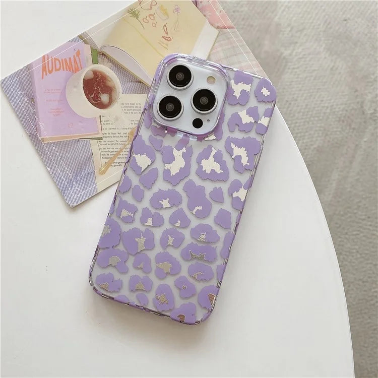 For iPhone 14 Pro Max Case Leopard Pattern Hard PC Water Transfer Printing Cell Phone Cover