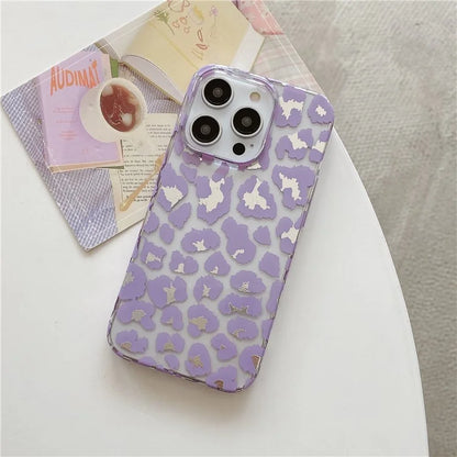For iPhone 14 Pro Max Case Leopard Pattern Hard PC Water Transfer Printing Cell Phone Cover