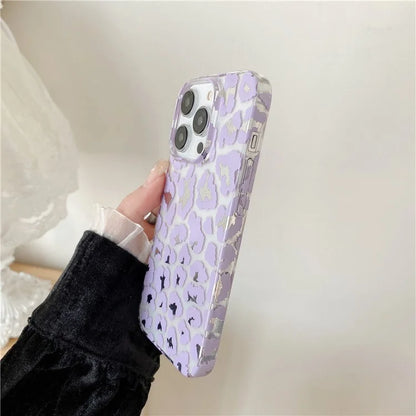 For iPhone 14 Pro Max Case Leopard Pattern Hard PC Water Transfer Printing Cell Phone Cover