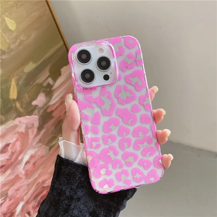 For iPhone 14 Pro Max Case Leopard Pattern Hard PC Water Transfer Printing Cell Phone Cover