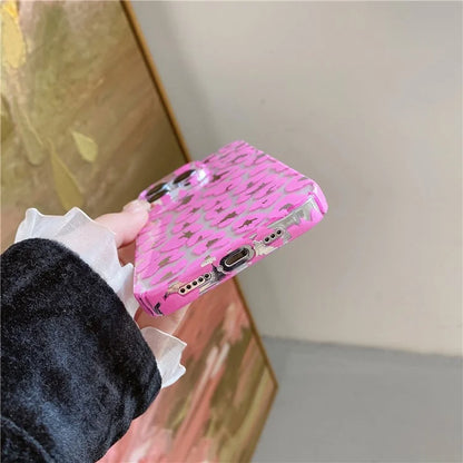 For iPhone 14 Pro Max Case Leopard Pattern Hard PC Water Transfer Printing Cell Phone Cover