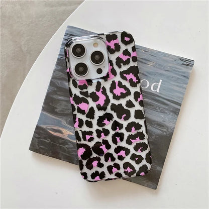 For iPhone 14 Pro Max Case Leopard Pattern Hard PC Water Transfer Printing Cell Phone Cover
