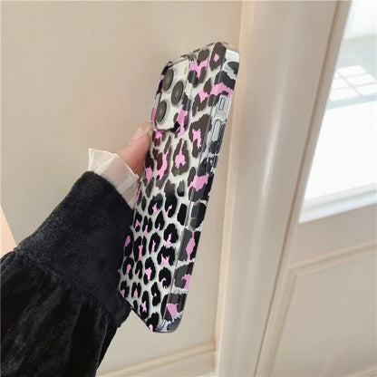 For iPhone 14 Pro Max Case Leopard Pattern Hard PC Water Transfer Printing Cell Phone Cover