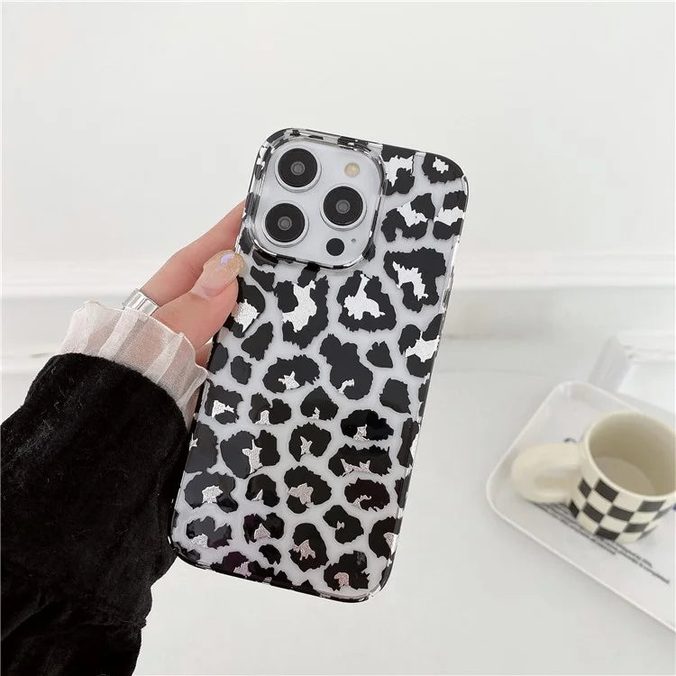 For iPhone 14 Pro Max Case Leopard Pattern Hard PC Water Transfer Printing Cell Phone Cover