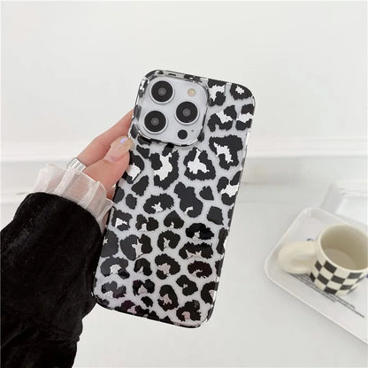 For iPhone 14 Pro Max Case Leopard Pattern Hard PC Water Transfer Printing Cell Phone Cover