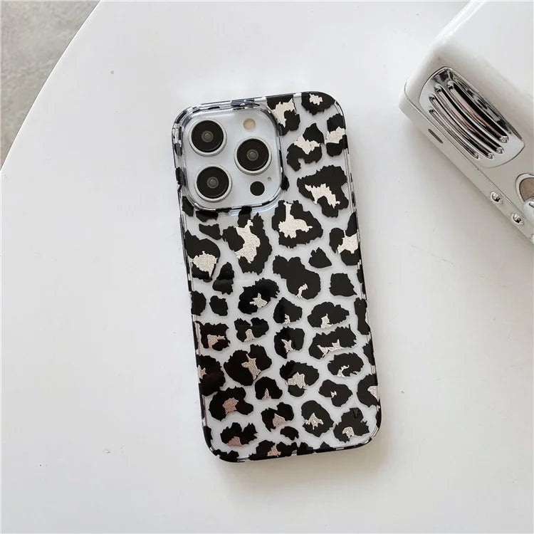 For iPhone 14 Pro Max Case Leopard Pattern Hard PC Water Transfer Printing Cell Phone Cover