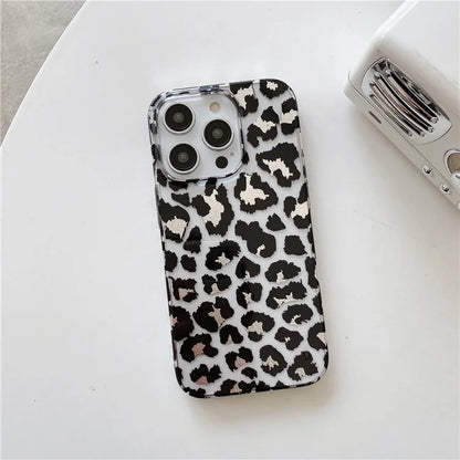 For iPhone 14 Pro Max Case Leopard Pattern Hard PC Water Transfer Printing Cell Phone Cover