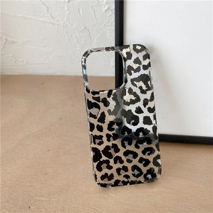 For iPhone 14 Pro Max Case Leopard Pattern Hard PC Water Transfer Printing Cell Phone Cover