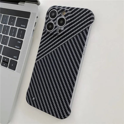 For iPhone 14 Pro PC Case Frameless Phone Protective Cover Slim-Fit Protection Shell+Black