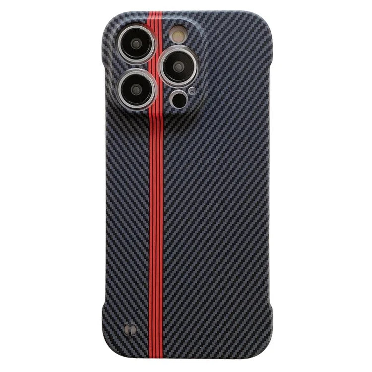 For iPhone 14 Pro Frameless Case Skin-Touch Carbon Fiber Texture PC Cell Phone Cover
