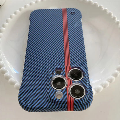 For iPhone 14 Pro Frameless Case Skin-Touch Carbon Fiber Texture PC Cell Phone Cover