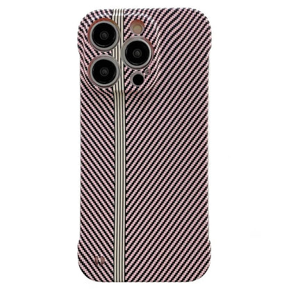 For iPhone 14 Pro Frameless Case Skin-Touch Carbon Fiber Texture PC Cell Phone Cover