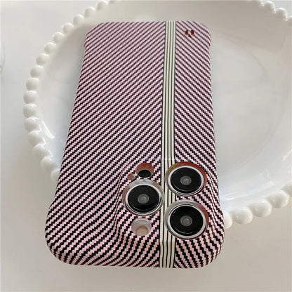 For iPhone 14 Pro Frameless Case Skin-Touch Carbon Fiber Texture PC Cell Phone Cover