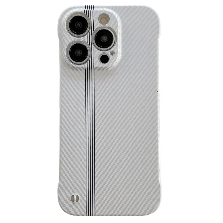 For iPhone 14 Pro Frameless Case Skin-Touch Carbon Fiber Texture PC Cell Phone Cover