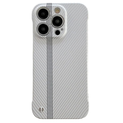 For iPhone 14 Pro Frameless Case Skin-Touch Carbon Fiber Texture PC Cell Phone Cover