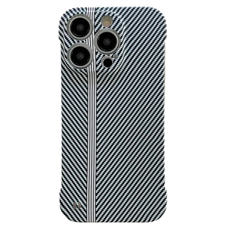 For iPhone 14 Pro Frameless Case Skin-Touch Carbon Fiber Texture PC Cell Phone Cover